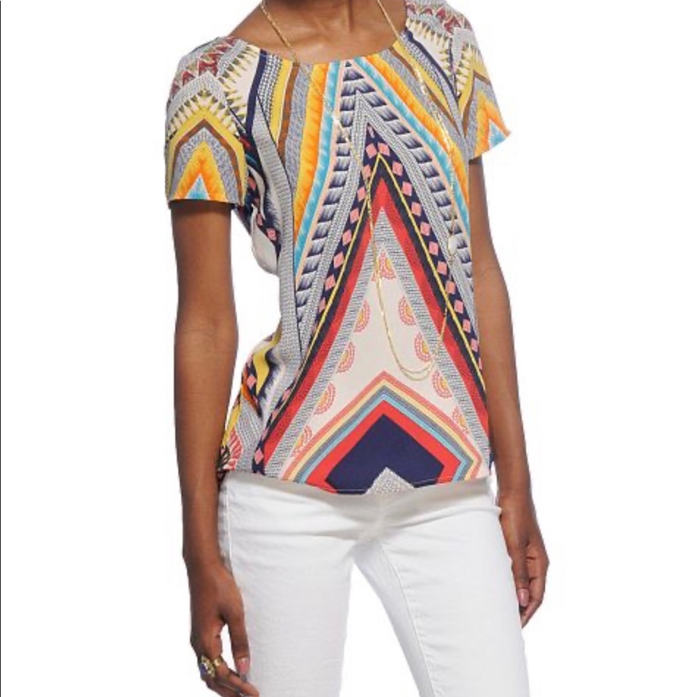 cooper & ella Multicolor Geometric Short Sleeve Top